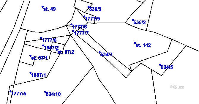 Parcela st. 534/7 v KÚ Rybnice u Kaznějova, Katastrální mapa