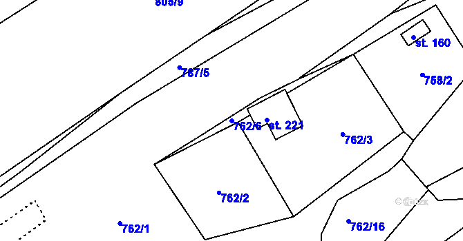 Parcela st. 762/6 v KÚ Rybnice u Kaznějova, Katastrální mapa