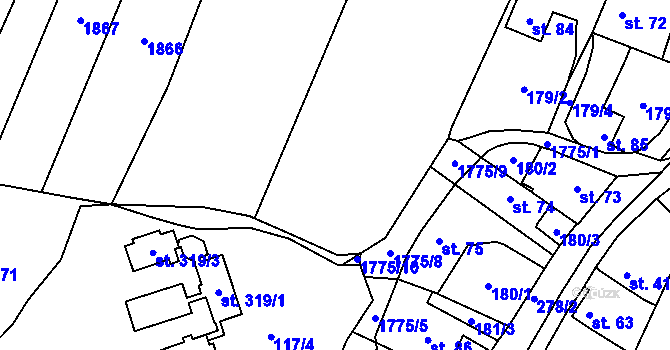 Parcela st. 165/1 v KÚ Rybnice u Kaznějova, Katastrální mapa