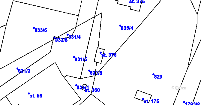 Parcela st. 376 v KÚ Rybnice u Kaznějova, Katastrální mapa