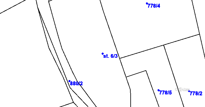 Parcela st. 6/3 v KÚ Rybníček u Habrů, Katastrální mapa