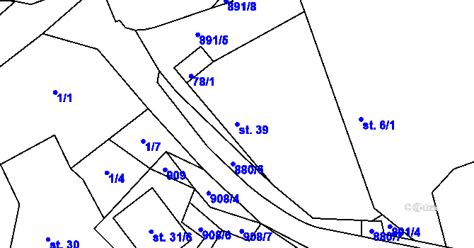 Parcela st. 39 v KÚ Rybníček u Habrů, Katastrální mapa