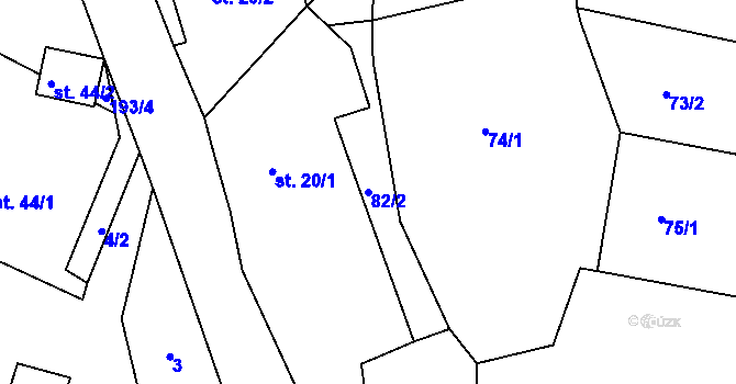 Parcela st. 82/2 v KÚ Rybníček u Habrů, Katastrální mapa