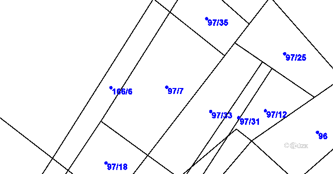 Parcela st. 97/7 v KÚ Rybníček u Habrů, Katastrální mapa