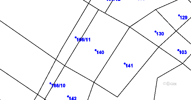 Parcela st. 140 v KÚ Rybníček u Habrů, Katastrální mapa