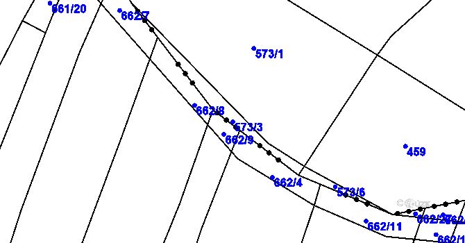 Parcela st. 573/3 v KÚ Rybníček u Habrů, Katastrální mapa