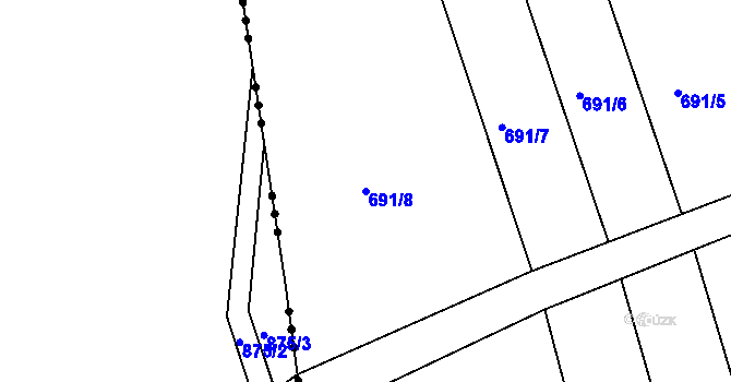 Parcela st. 691/8 v KÚ Rybníček u Habrů, Katastrální mapa