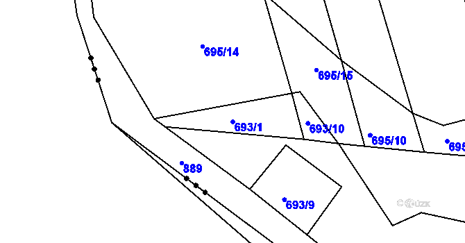 Parcela st. 693/1 v KÚ Rybníček u Habrů, Katastrální mapa