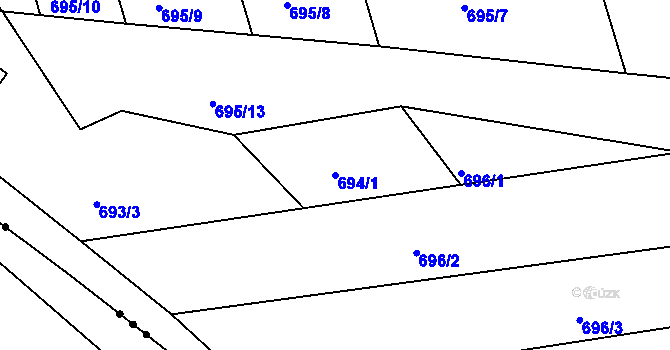 Parcela st. 694/1 v KÚ Rybníček u Habrů, Katastrální mapa