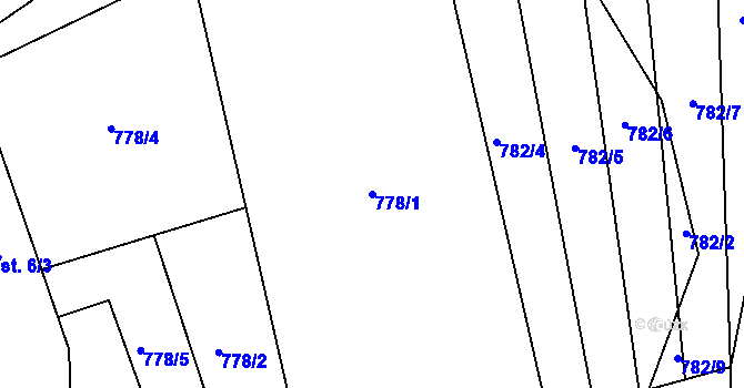 Parcela st. 778/1 v KÚ Rybníček u Habrů, Katastrální mapa