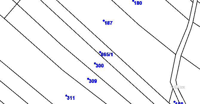 Parcela st. 865/1 v KÚ Rybníček u Habrů, Katastrální mapa