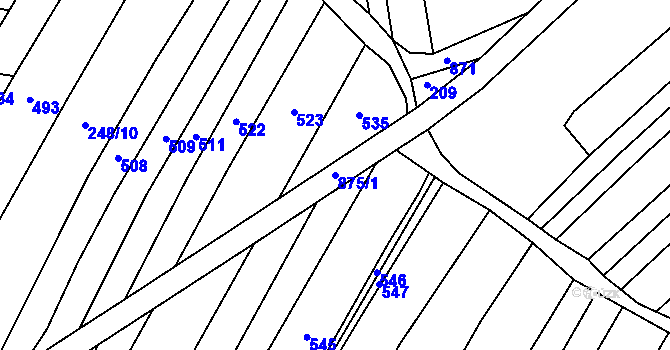 Parcela st. 875/1 v KÚ Rybníček u Habrů, Katastrální mapa