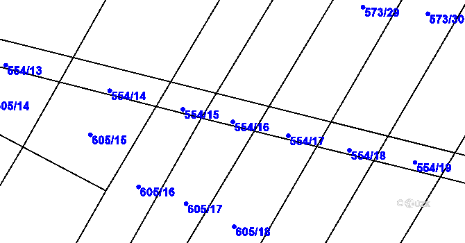 Parcela st. 554/16 v KÚ Rybníček u Habrů, Katastrální mapa