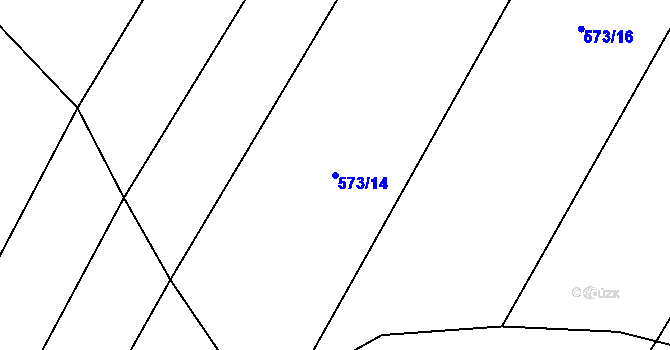 Parcela st. 573/14 v KÚ Rybníček u Habrů, Katastrální mapa