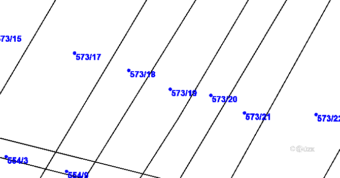 Parcela st. 573/19 v KÚ Rybníček u Habrů, Katastrální mapa