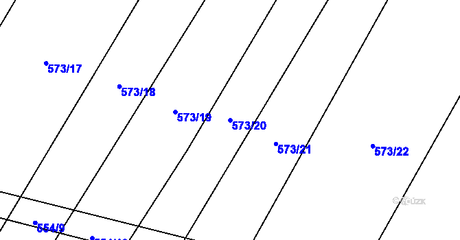 Parcela st. 573/20 v KÚ Rybníček u Habrů, Katastrální mapa