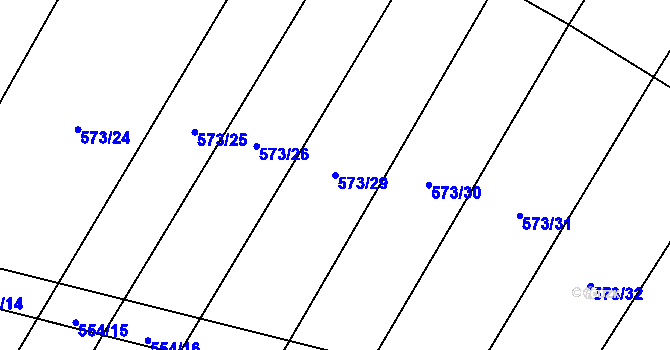 Parcela st. 573/29 v KÚ Rybníček u Habrů, Katastrální mapa