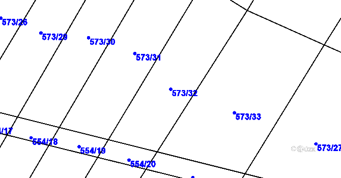 Parcela st. 573/32 v KÚ Rybníček u Habrů, Katastrální mapa