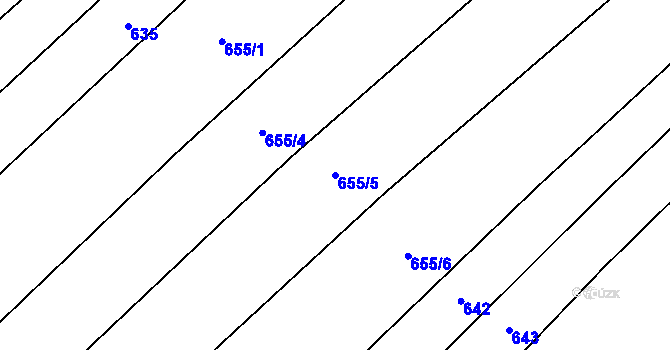 Parcela st. 655/5 v KÚ Rybníček u Habrů, Katastrální mapa