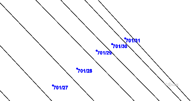Parcela st. 701/29 v KÚ Rybníček u Habrů, Katastrální mapa