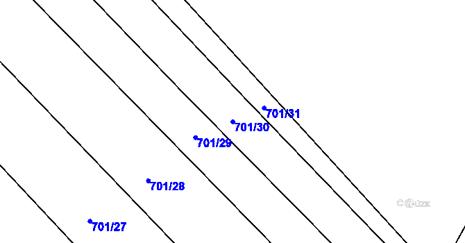 Parcela st. 701/30 v KÚ Rybníček u Habrů, Katastrální mapa