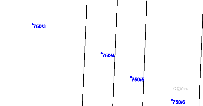 Parcela st. 750/4 v KÚ Rybníček u Habrů, Katastrální mapa