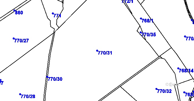 Parcela st. 770/31 v KÚ Rybníček u Habrů, Katastrální mapa