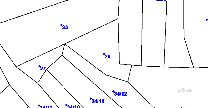 Parcela st. 26 v KÚ Rybníček u Habrů, Katastrální mapa