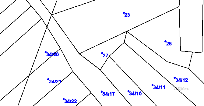 Parcela st. 27 v KÚ Rybníček u Habrů, Katastrální mapa