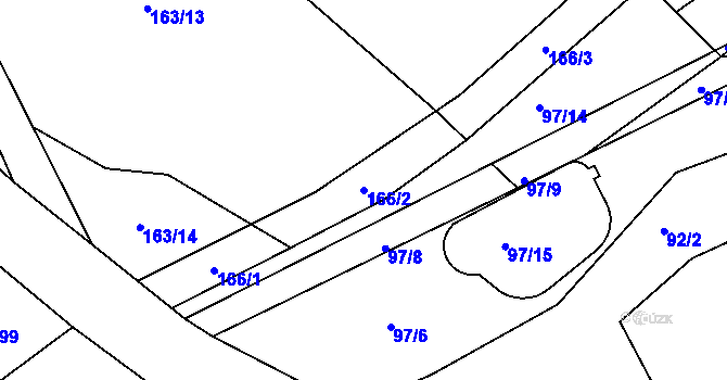 Parcela st. 166/2 v KÚ Rybníček u Habrů, Katastrální mapa