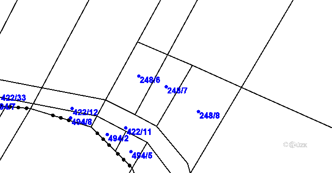 Parcela st. 248/7 v KÚ Rybníček u Habrů, Katastrální mapa