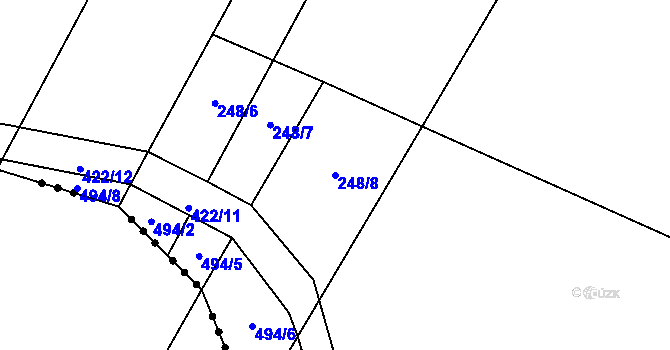 Parcela st. 248/8 v KÚ Rybníček u Habrů, Katastrální mapa