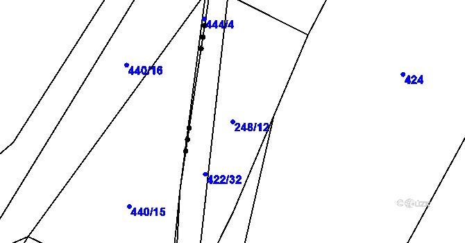 Parcela st. 248/12 v KÚ Rybníček u Habrů, Katastrální mapa