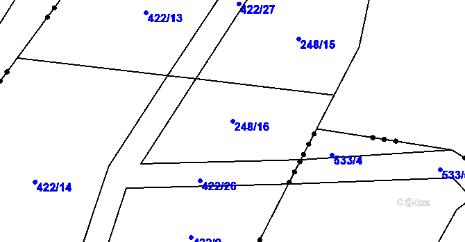 Parcela st. 248/16 v KÚ Rybníček u Habrů, Katastrální mapa