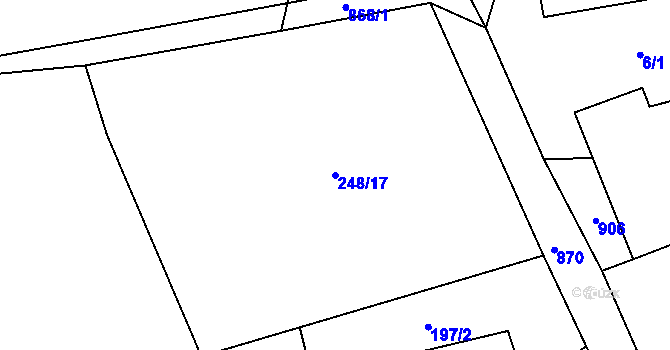 Parcela st. 248/17 v KÚ Rybníček u Habrů, Katastrální mapa