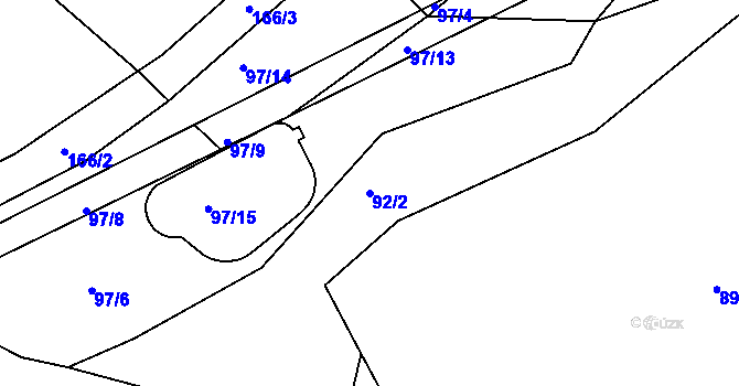 Parcela st. 92/2 v KÚ Rybníček u Habrů, Katastrální mapa