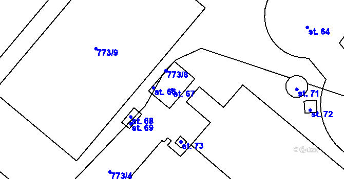Parcela st. 67 v KÚ Rybníček u Habrů, Katastrální mapa