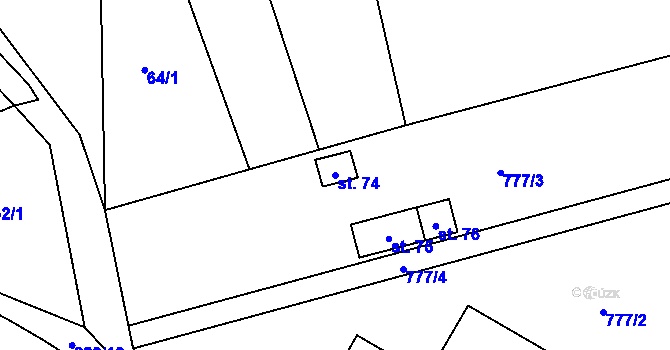 Parcela st. 74 v KÚ Rybníček u Habrů, Katastrální mapa