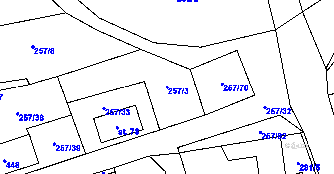Parcela st. 257/3 v KÚ Rybník nad Radbuzou, Katastrální mapa