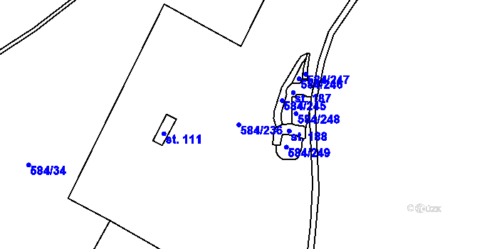 Parcela st. 584/236 v KÚ Švarcava, Katastrální mapa
