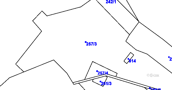 Parcela st. 257 v KÚ Korytany, Katastrální mapa
