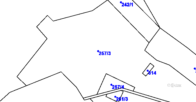 Parcela st. 257/3 v KÚ Korytany, Katastrální mapa
