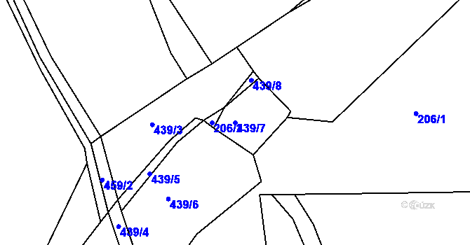 Parcela st. 439/7 v KÚ Velký Horšín, Katastrální mapa