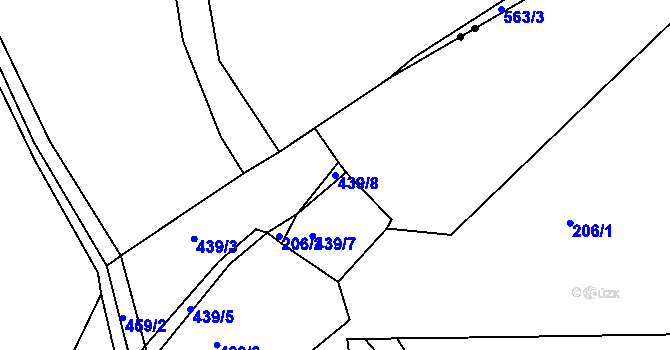 Parcela st. 439/8 v KÚ Velký Horšín, Katastrální mapa