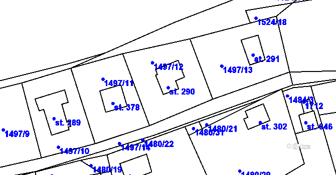 Parcela st. 290 v KÚ Rybník u České Třebové, Katastrální mapa