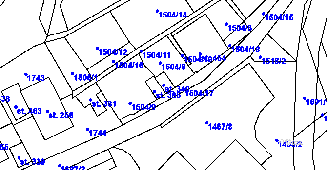 Parcela st. 340 v KÚ Rybník u České Třebové, Katastrální mapa