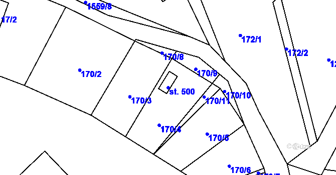 Parcela st. 500 v KÚ Rybník u České Třebové, Katastrální mapa