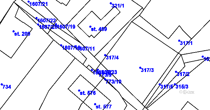 Parcela st. 317/4 v KÚ Rybník u České Třebové, Katastrální mapa