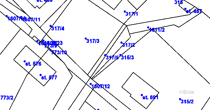 Parcela st. 317/5 v KÚ Rybník u České Třebové, Katastrální mapa