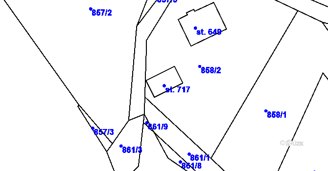 Parcela st. 717 v KÚ Rybník u České Třebové, Katastrální mapa